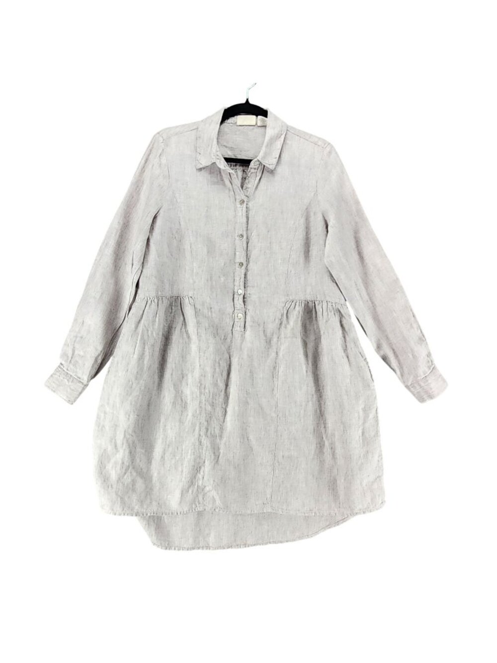 Beacon Cove Dress Womens Small Light Gray 100% Linen Shirt Dress *Read*